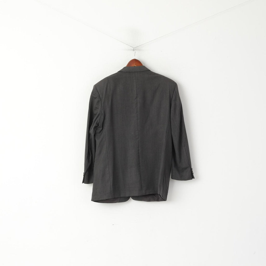 Canali Men 56 46 Blazer Gray Vintage Wool Burki Super 120's Single Breasted Jacket