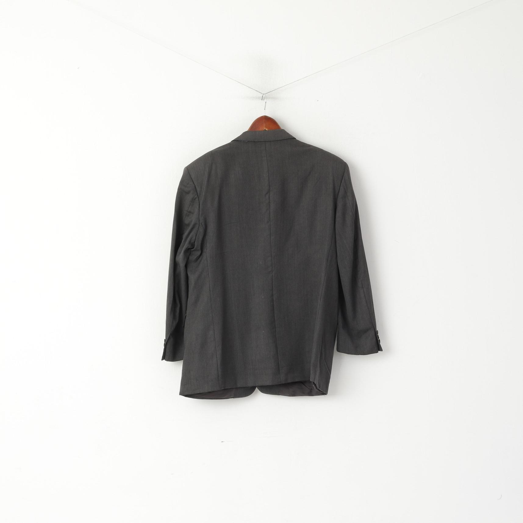 Canali Men 56 46 Blazer Gray Vintage Wool Burki Super 120's Single Breasted Jacket