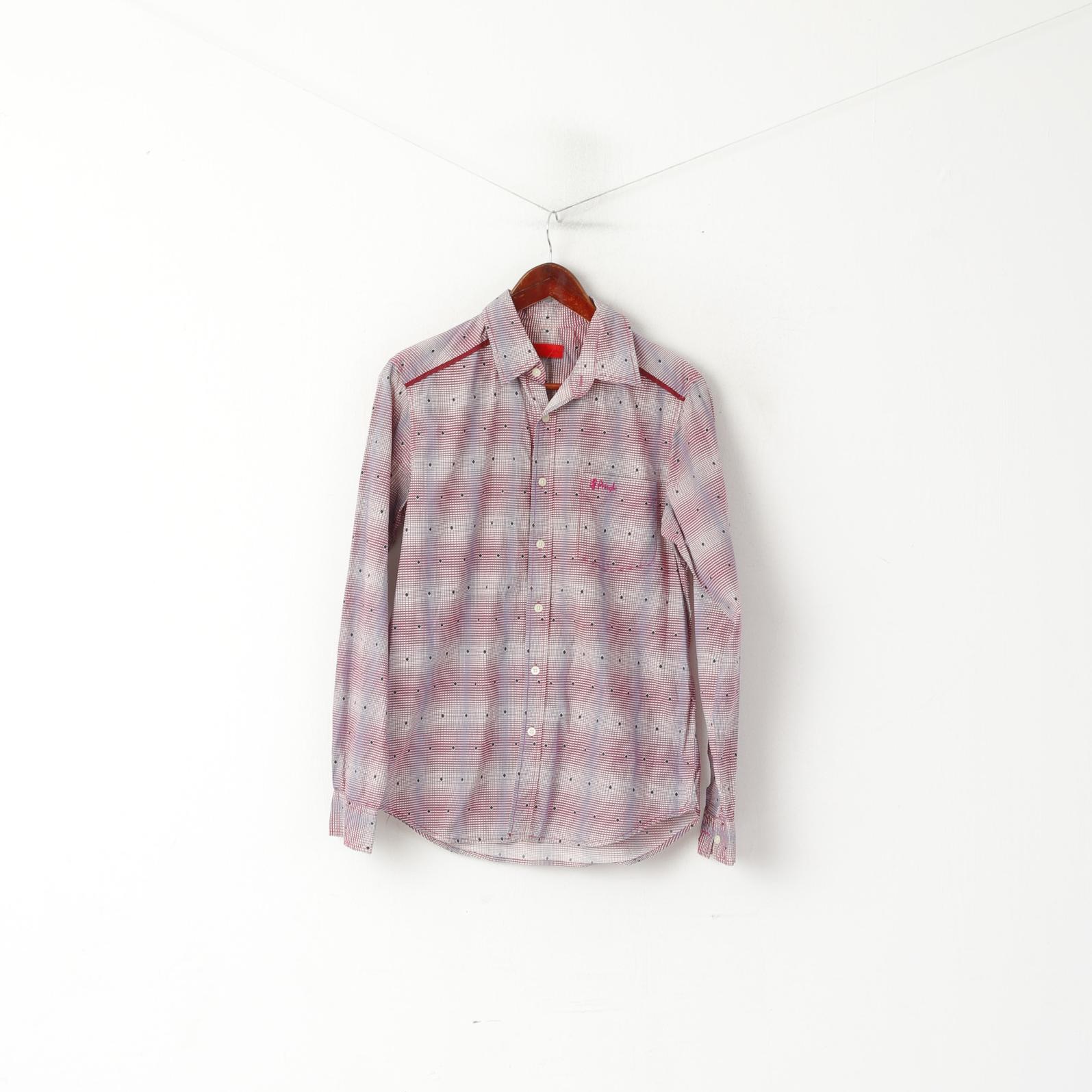 Pringle Of Scotland Uomo 15 38 S Camicia casual Manica lunga con bottoni dettagliati in cotone a quadri viola