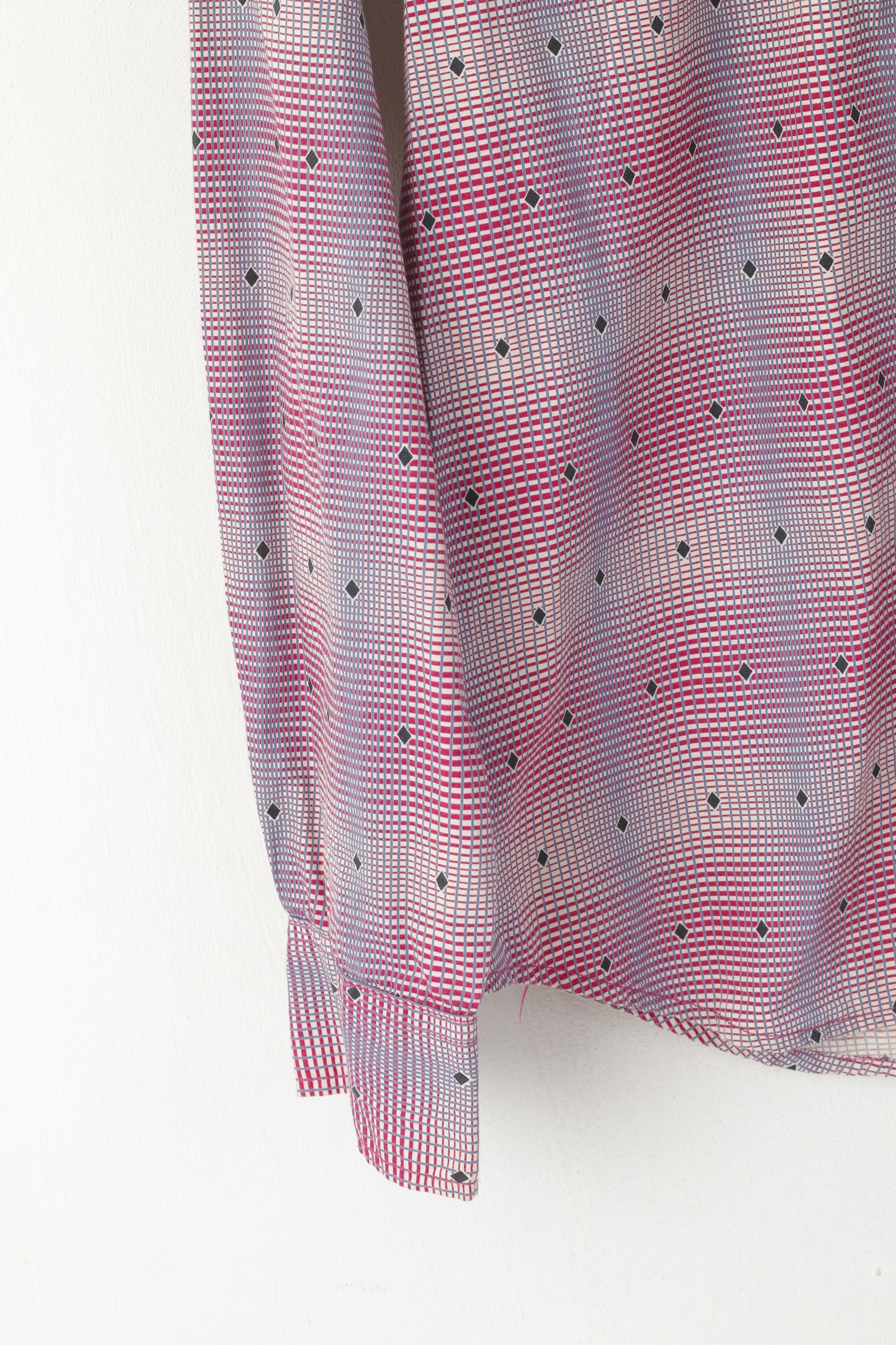 Pringle Of Scotland Uomo 15 38 S Camicia casual Manica lunga con bottoni dettagliati in cotone a quadri viola