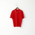 Adidas Men M Polo Shirt Red Classic Detailed Buttons Plain Jersey Top