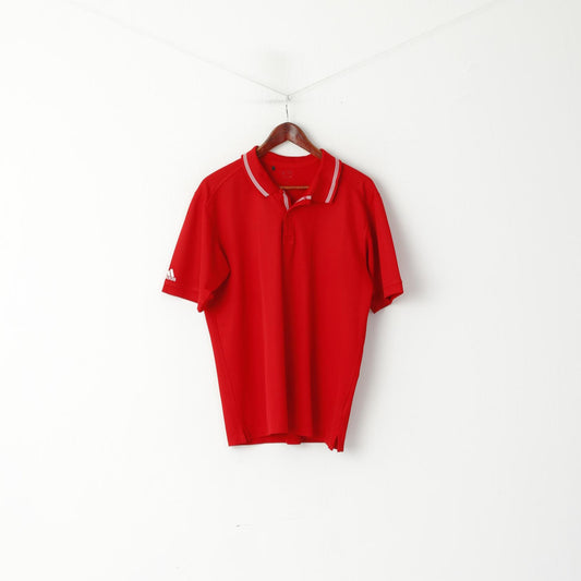 Polo Adidas da uomo M rossa, classica, con dettagli dettagliati, top in jersey tinta unita