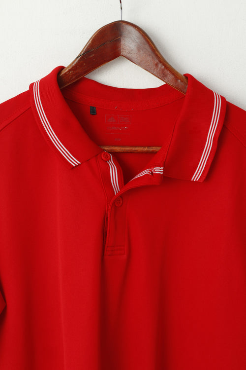 Adidas Homme M Polo Rouge Classique Boutons Détaillés Haut En Jersey Uni