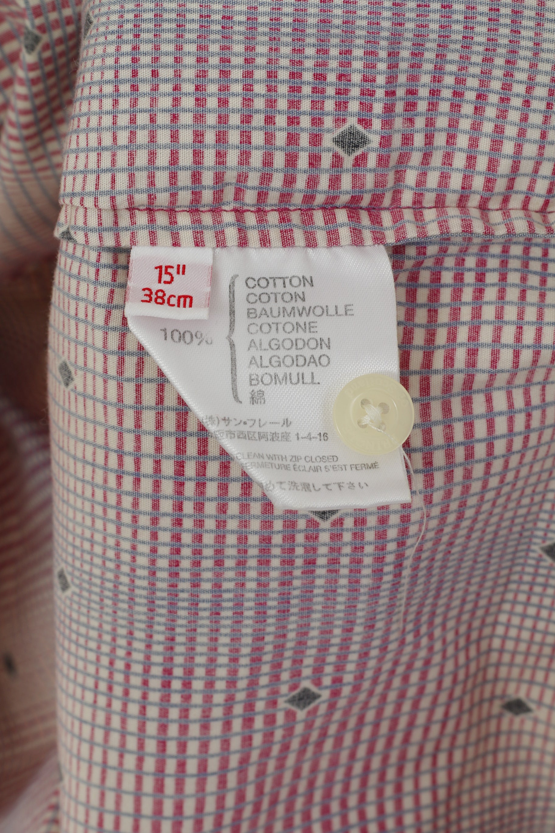 Pringle Of Scotland Uomo 15 38 S Camicia casual Manica lunga con bottoni dettagliati in cotone a quadri viola