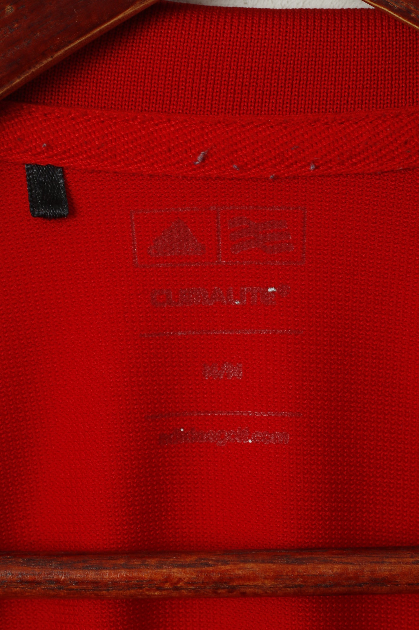 Adidas Men M Polo Shirt Red Classic Detailed Buttons Plain Jersey Top