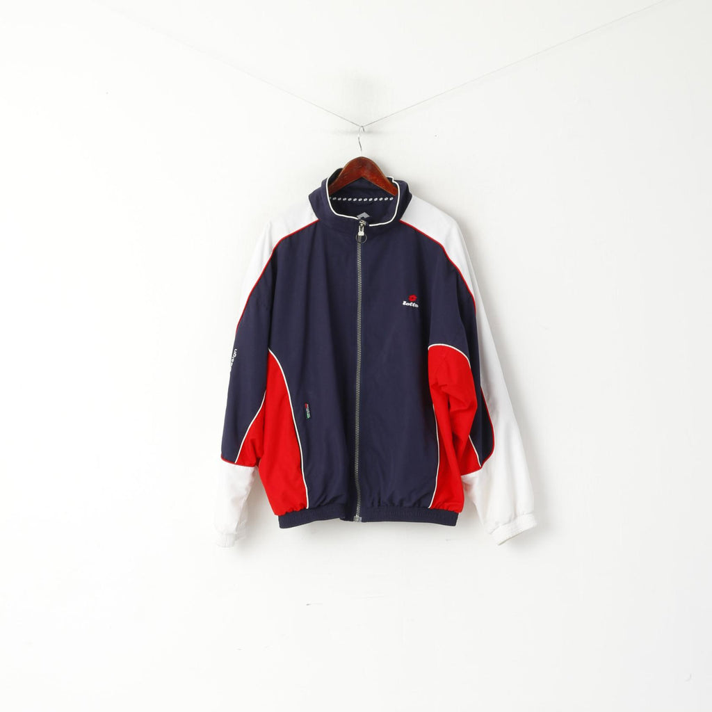 Lotto Hommes XL Veste Marine Vintage Bomber Sportswear Fermeture Éclair Complète Sport Design Italien Haut