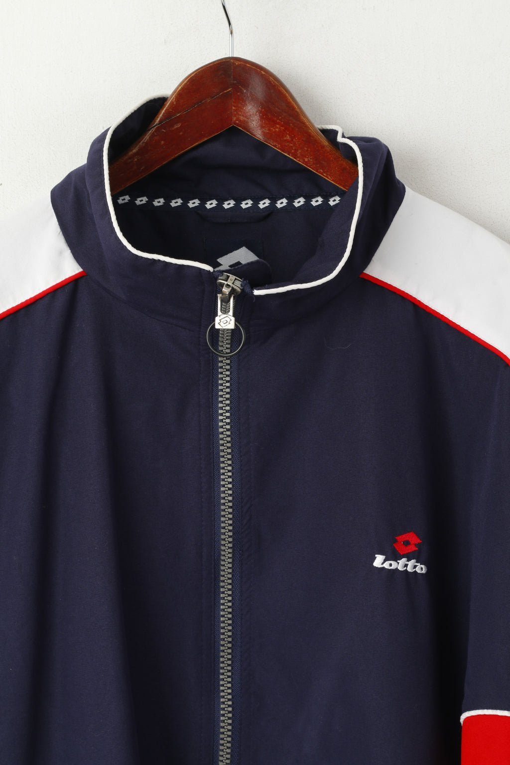 Lotto Hommes XL Veste Marine Vintage Bomber Sportswear Fermeture Éclair Complète Sport Design Italien Haut