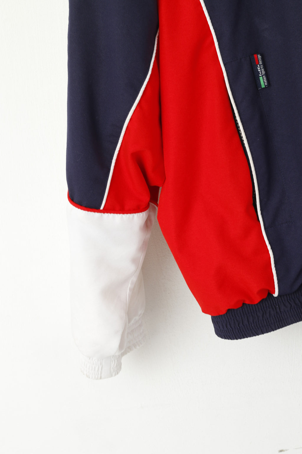Lotto Hommes XL Veste Marine Vintage Bomber Sportswear Fermeture Éclair Complète Sport Design Italien Haut