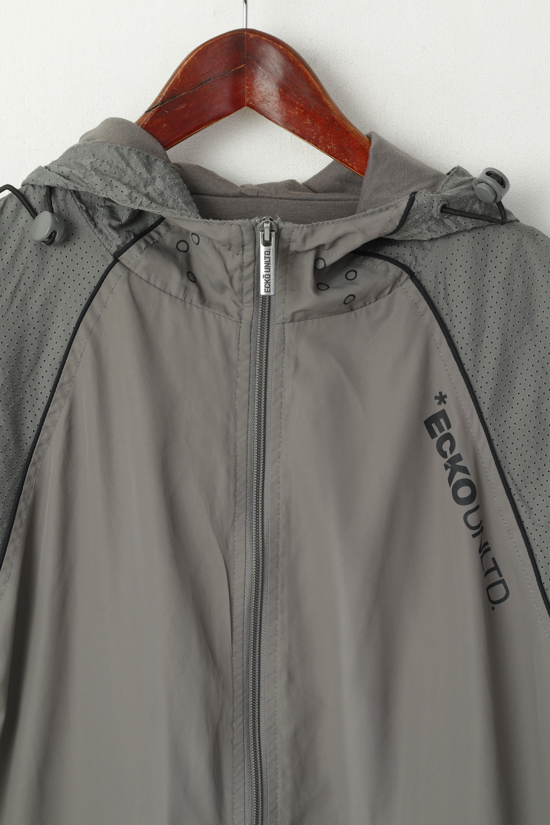 ECKO Unltd. Men S Jacket Gray Lightweight Zip Up Hooded Big Logo Sport Top