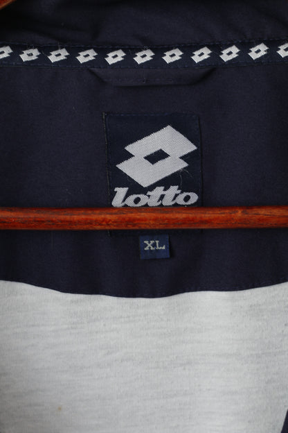 Lotto Men XL Jacket Navy Vintage Bomber Sportswear Full Zipper Italian Sports Design Top