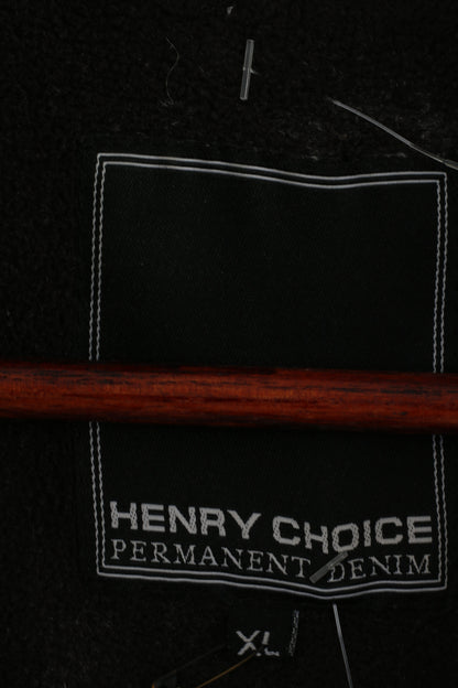 Henry Choice Veste XL pour homme Noir Dakota Pernament Denim Capuche doublée polaire