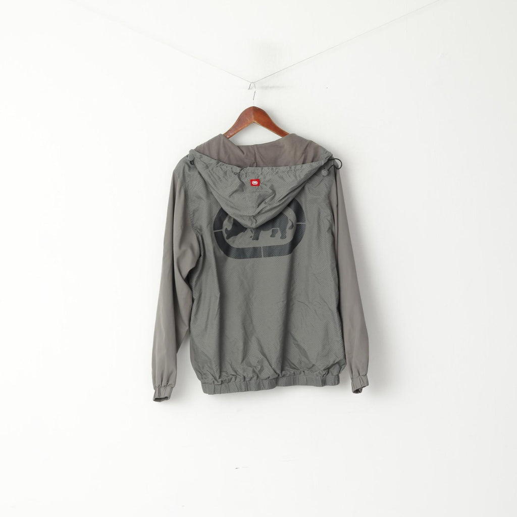 ECKO Unltd. Men S Jacket Gray Lightweight Zip Up Hooded Big Logo Sport Top