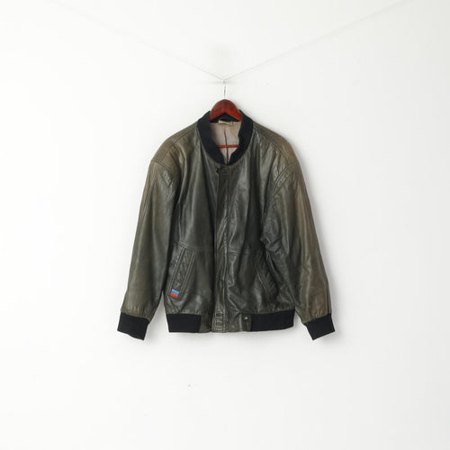 BMW Hommes 50 M Bomber Jacket Cuir Biker M Style vintage Vert vintage Allemagne de l’Ouest Top