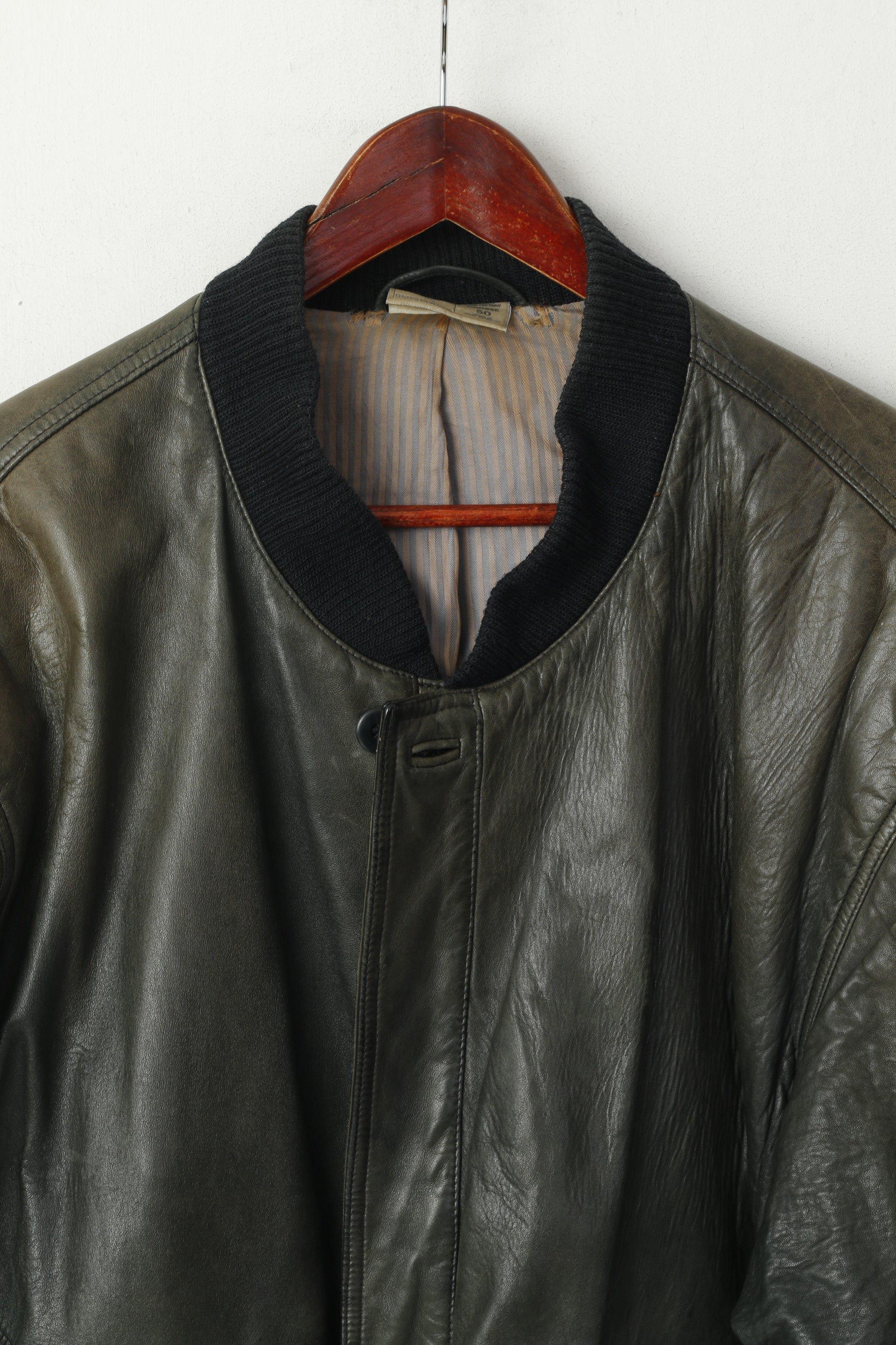 BMW Hommes 50 M Bomber Jacket Cuir Biker M Style vintage Vert vintage Allemagne de l’Ouest Top