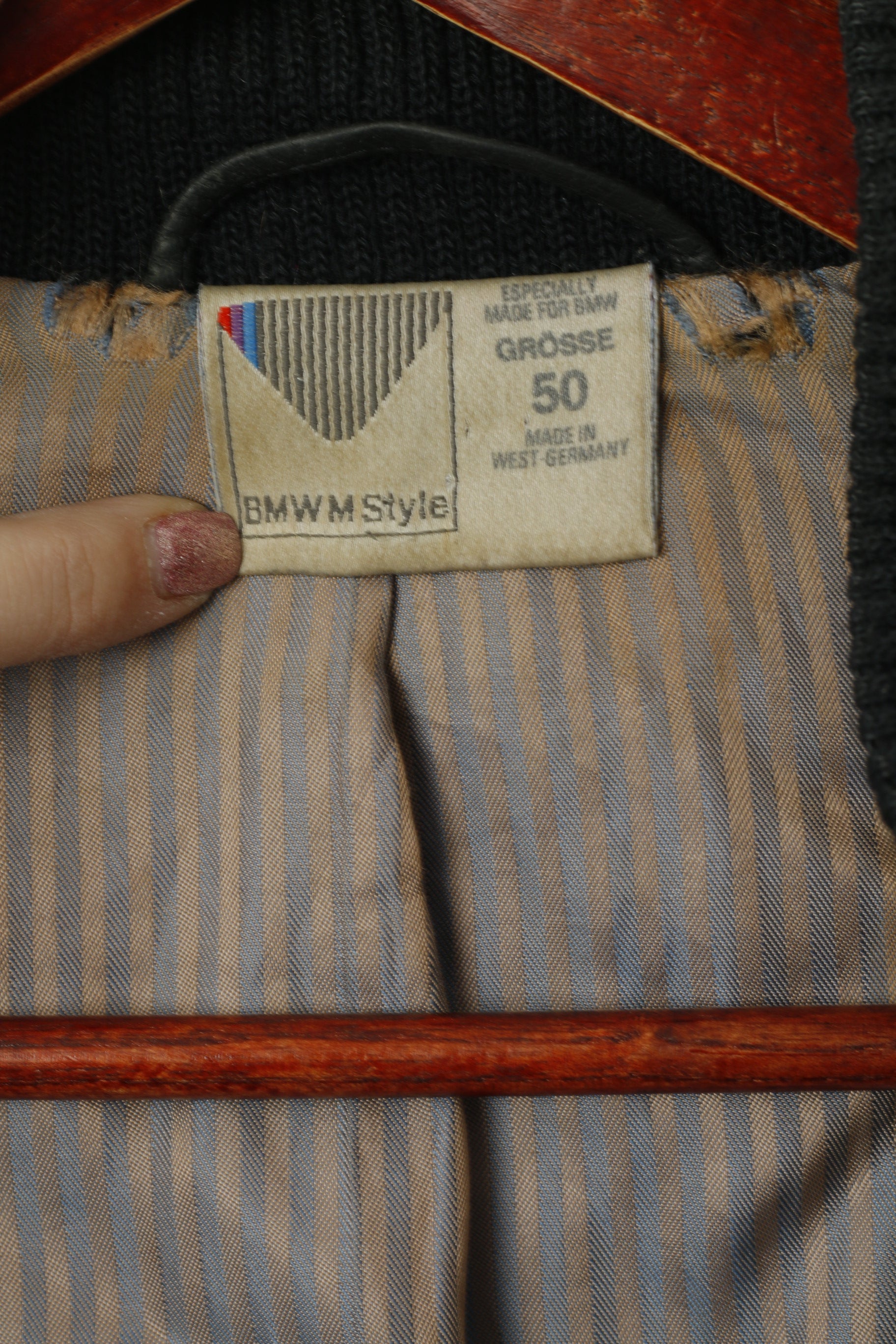 BMW Hommes 50 M Bomber Jacket Cuir Biker M Style vintage Vert vintage Allemagne de l’Ouest Top