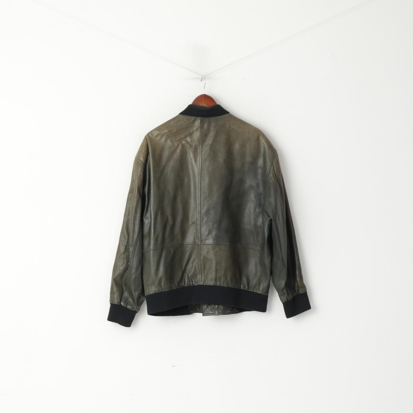 BMW Hommes 50 M Bomber Jacket Cuir Biker M Style vintage Vert vintage Allemagne de l’Ouest Top