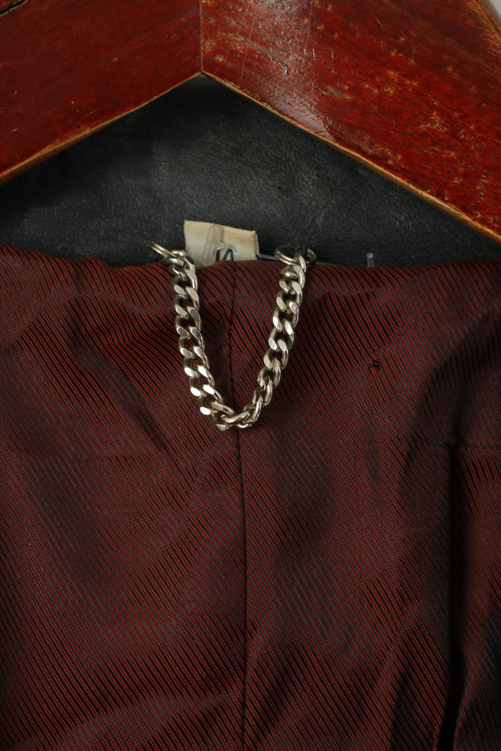 Freemans Sketchley Femmes 14 M Manteau En Cuir Noir Simple Boutonnage Rétro