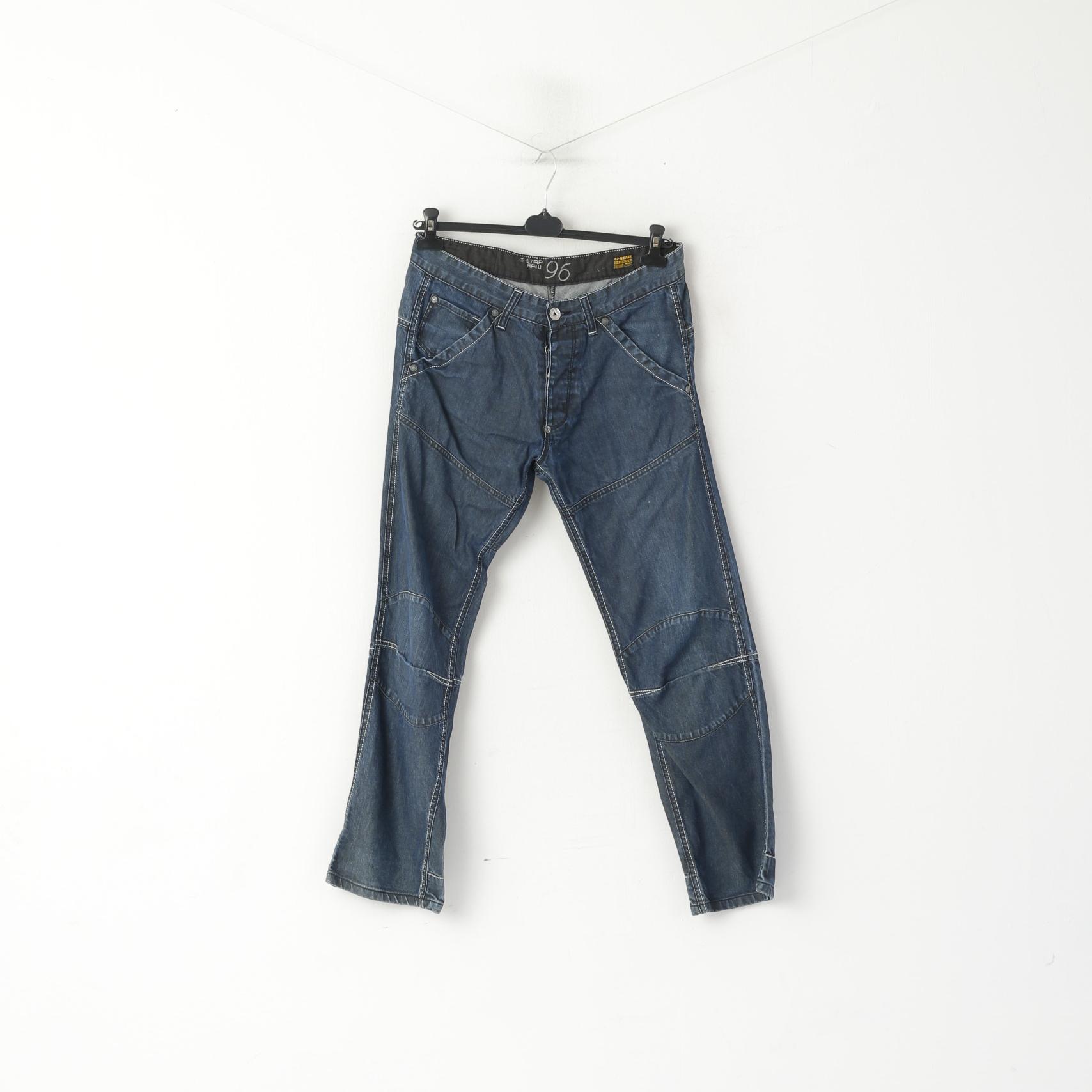 G-Star Raw Men 34 Jeans Pantalon Bleu Marine Coton Italie Pantalon Droit