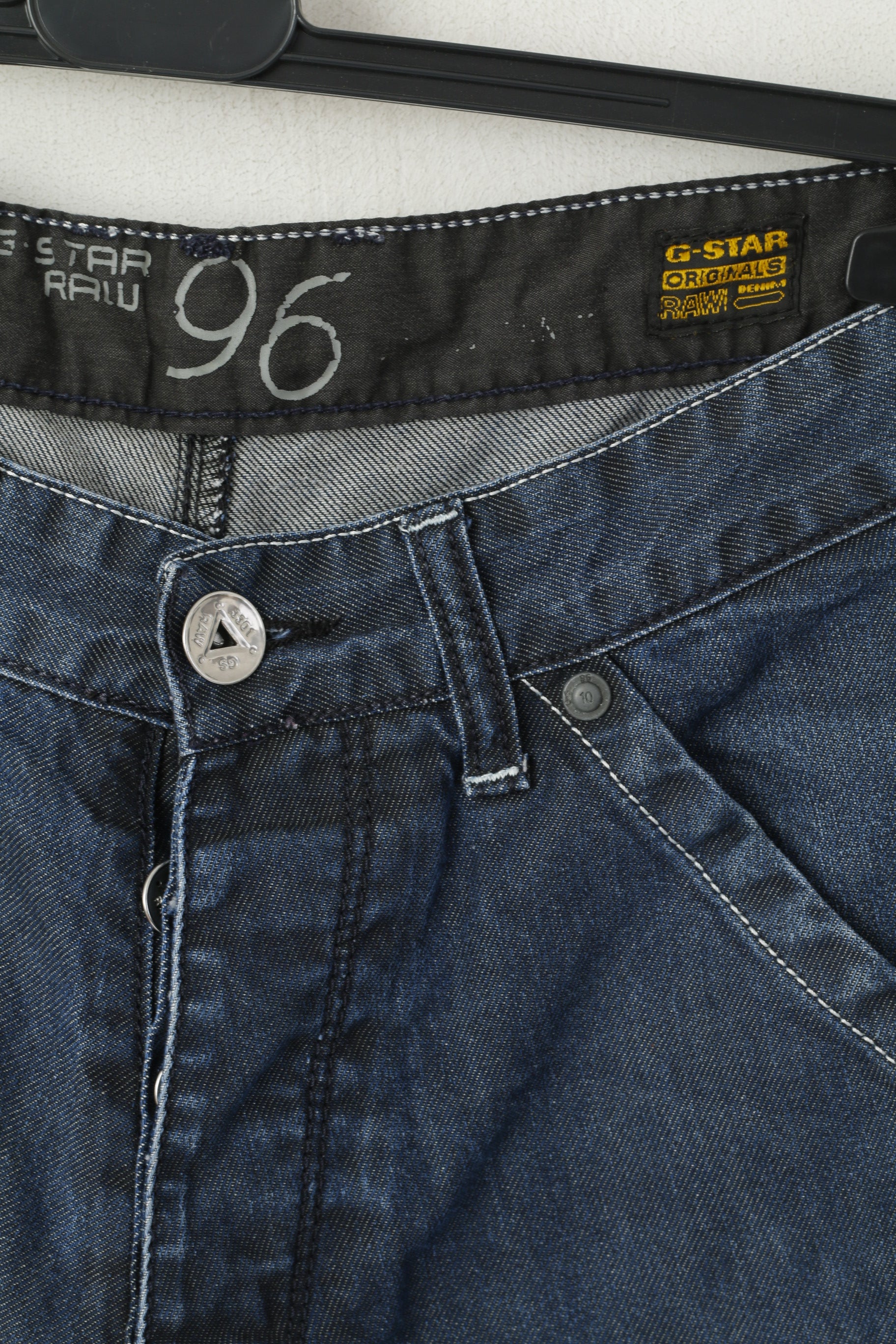 G-Star Raw Men 34 Jeans Pantalon Bleu Marine Coton Italie Pantalon Droit