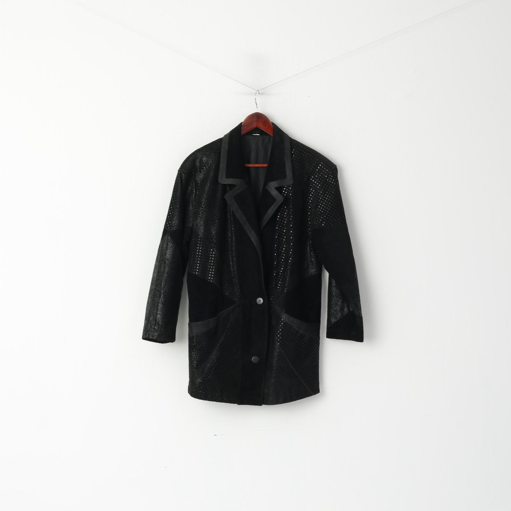 Fair Lady Modell Femme M Veste Cuir Noir Vintage Années 90 Brillant Classique Top