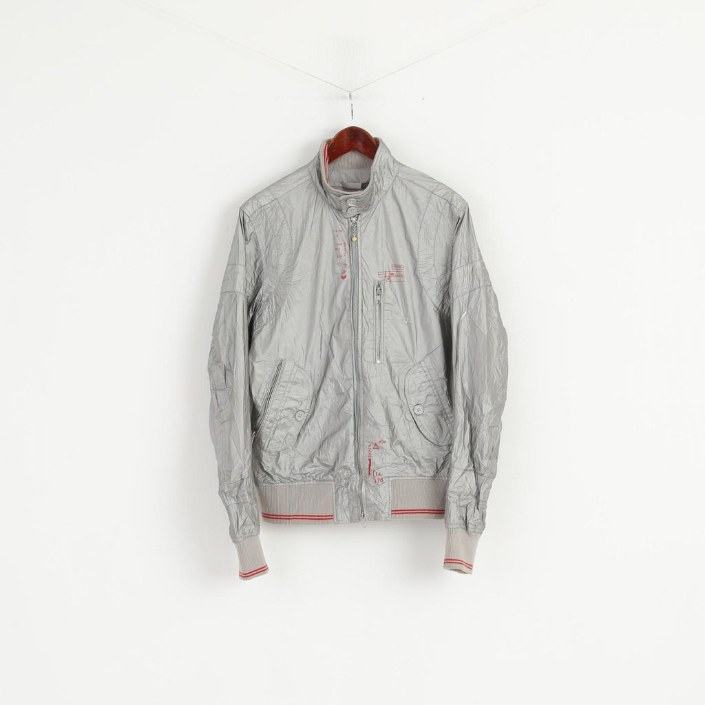 Diesel Femmes L Veste Argent Brillant Full Zipper Bomber Typ 78 Project Space Top