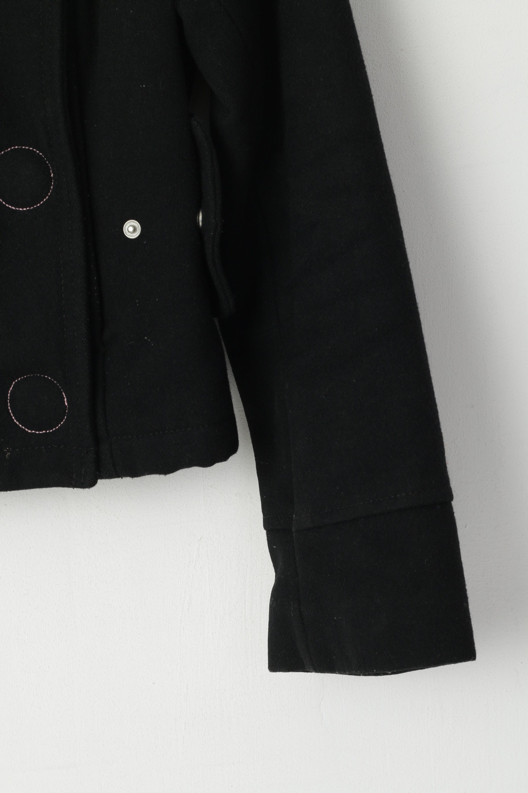 Ecko Red Women M Jacket Black Wool Nylon Blend Cropped Snaps Casual Top