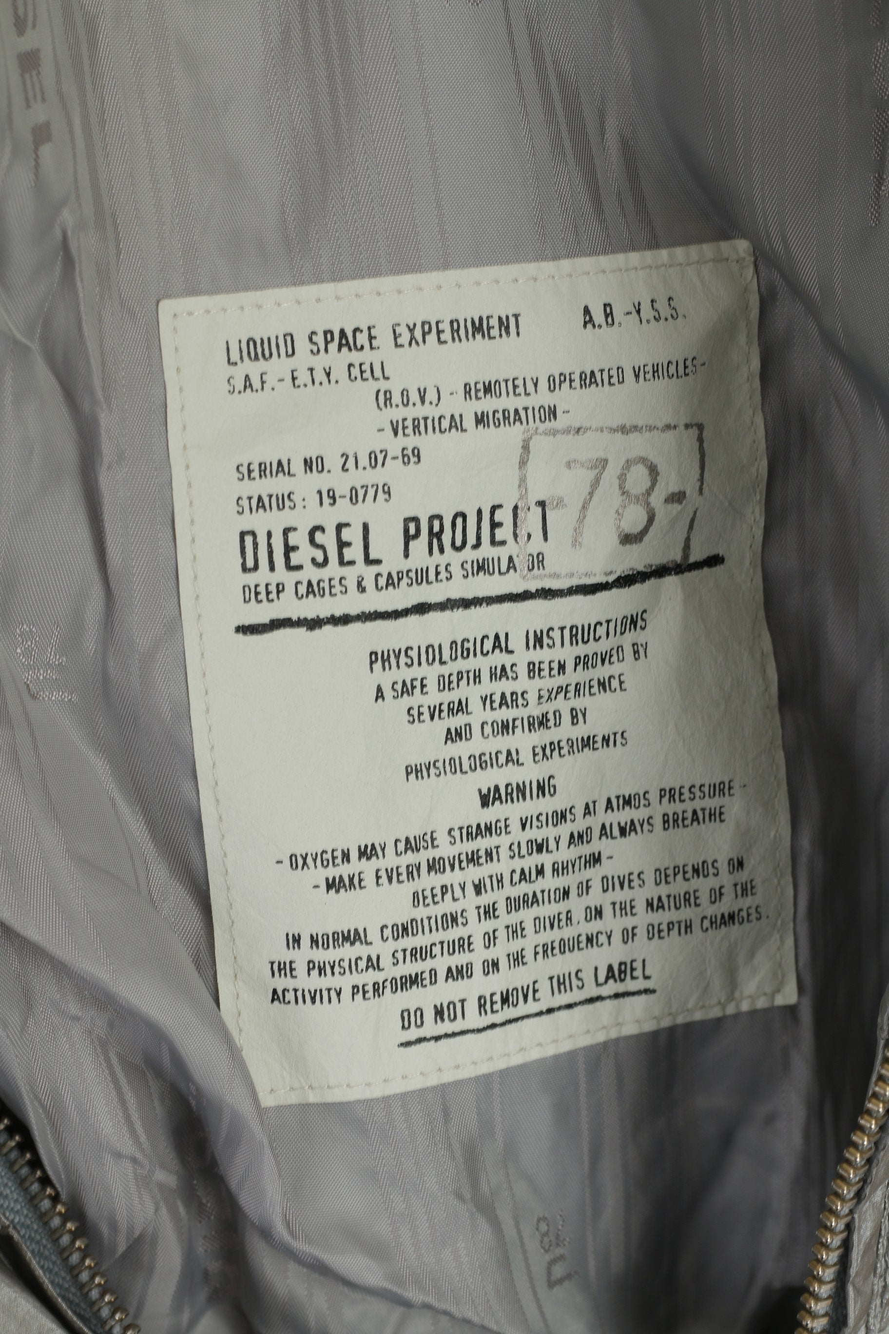 Diesel Femmes L Veste Argent Brillant Full Zipper Bomber Typ 78 Project Space Top
