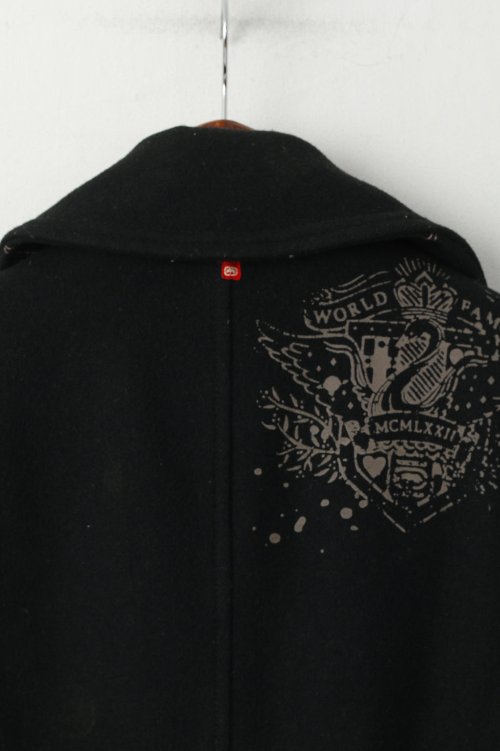 Ecko Red Women M Jacket Black Wool Nylon Blend Cropped Snaps Casual Top