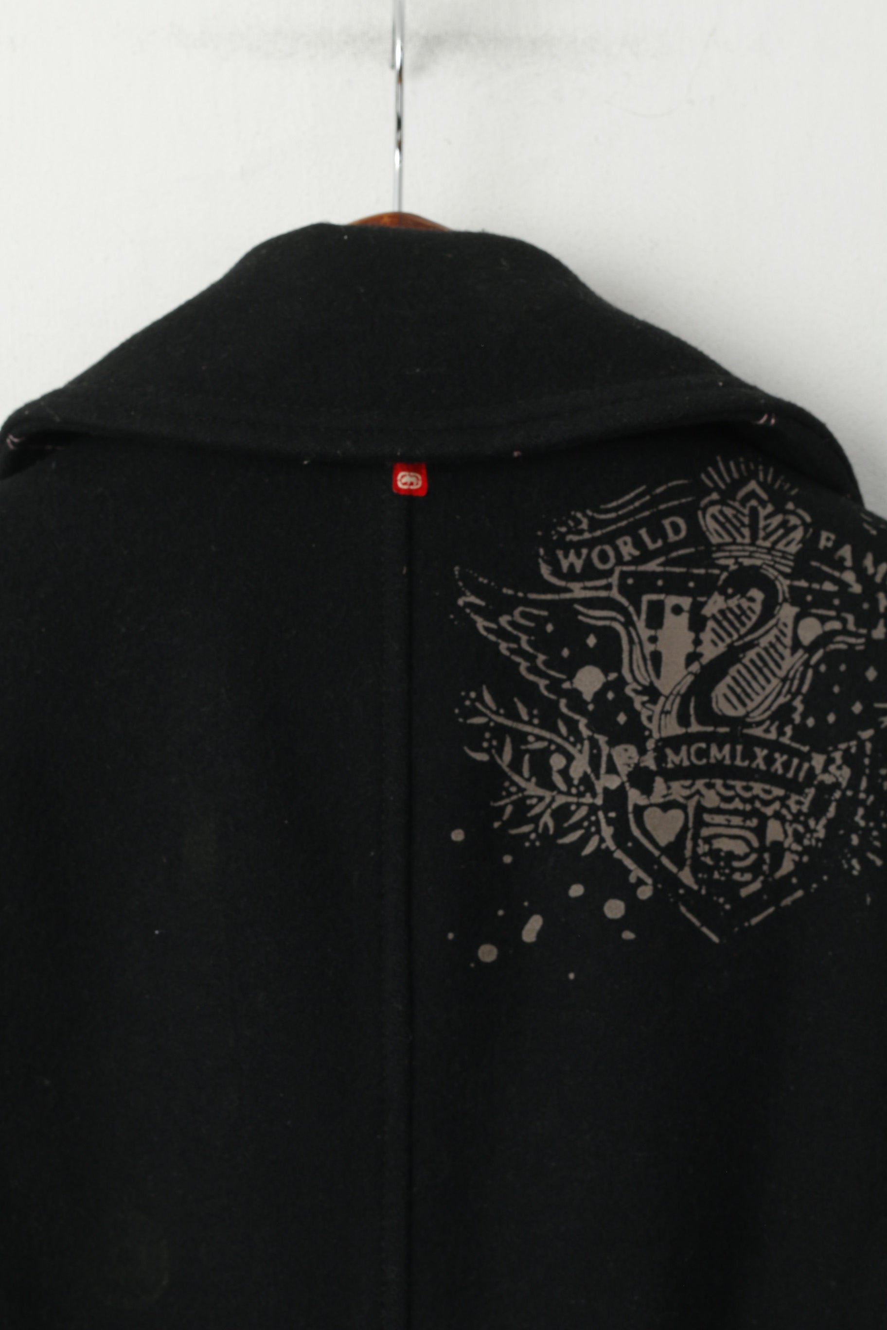 Ecko Red Women M Jacket Black Wool Nylon Blend Cropped Snaps Casual Top