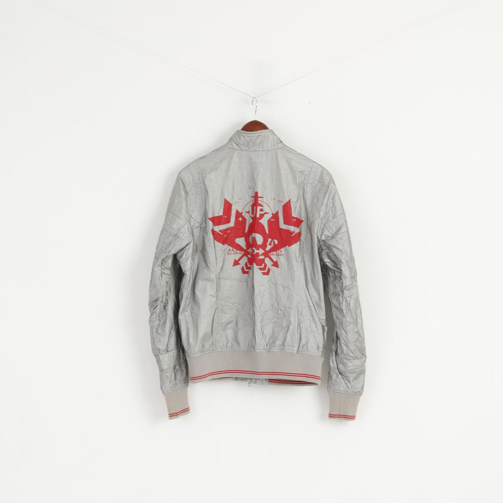 Diesel Femmes L Veste Argent Brillant Full Zipper Bomber Typ 78 Project Space Top