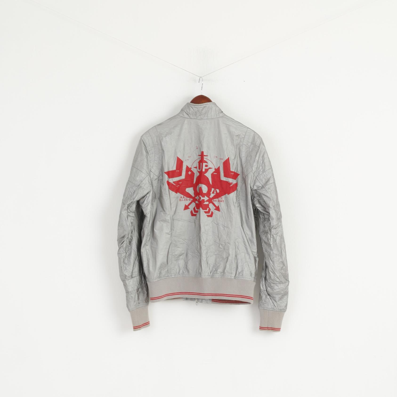 Diesel Femmes L Veste Argent Brillant Full Zipper Bomber Typ 78 Project Space Top