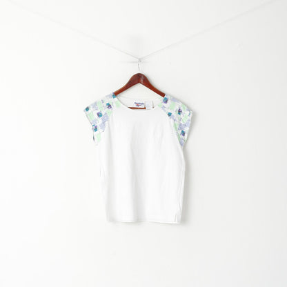 Maglietta Reebok da donna, top classico sportivo senza maniche vintage in cotone bianco