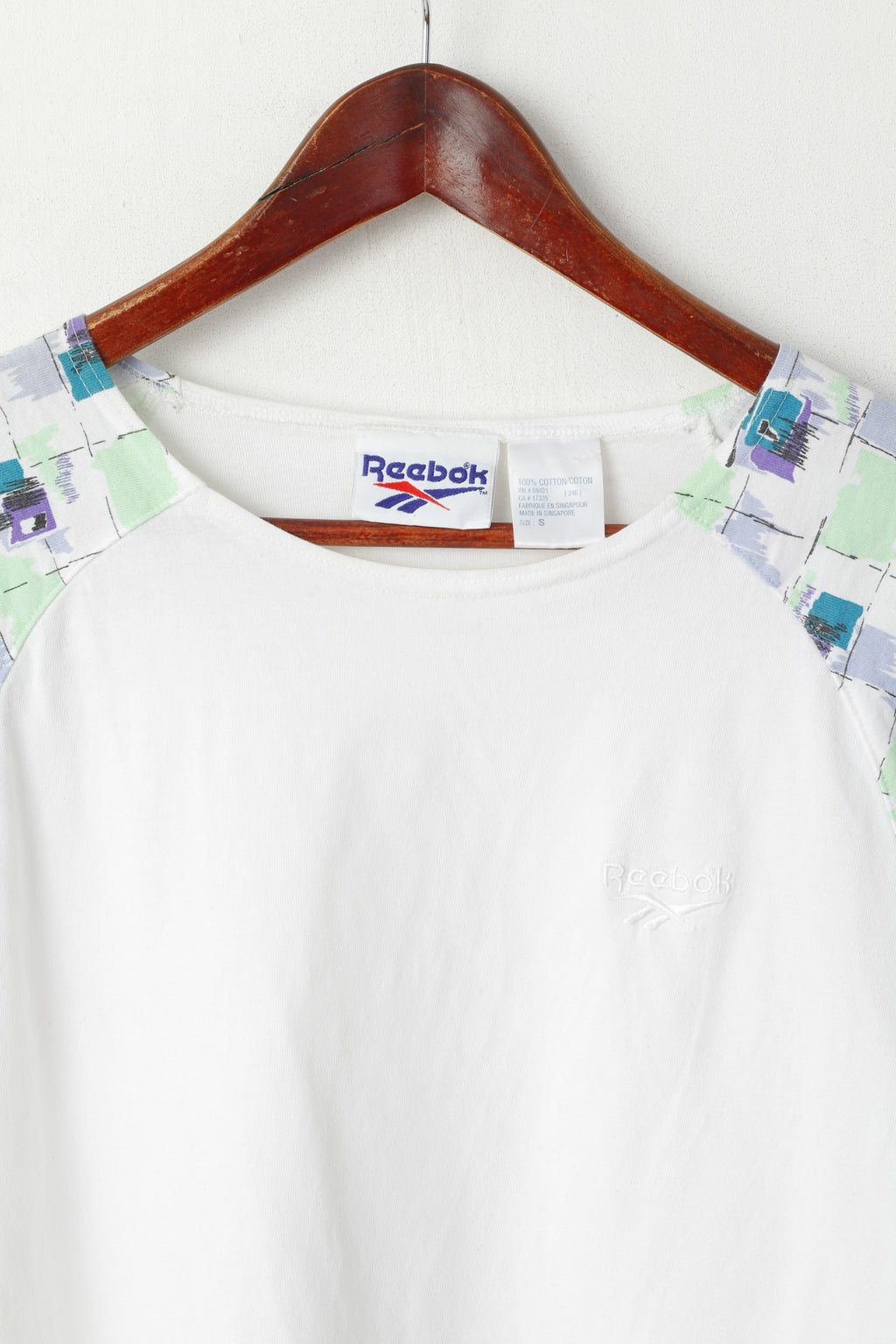 Maglietta Reebok da donna, top classico sportivo senza maniche vintage in cotone bianco