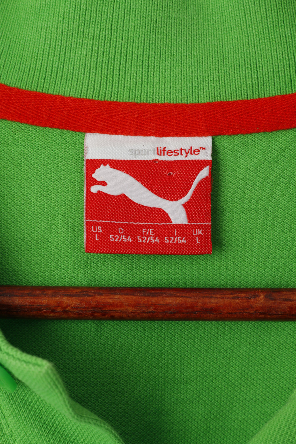 Polo Puma da uomo L verde in cotone Lifestyle Sport con bottoni dettagliati