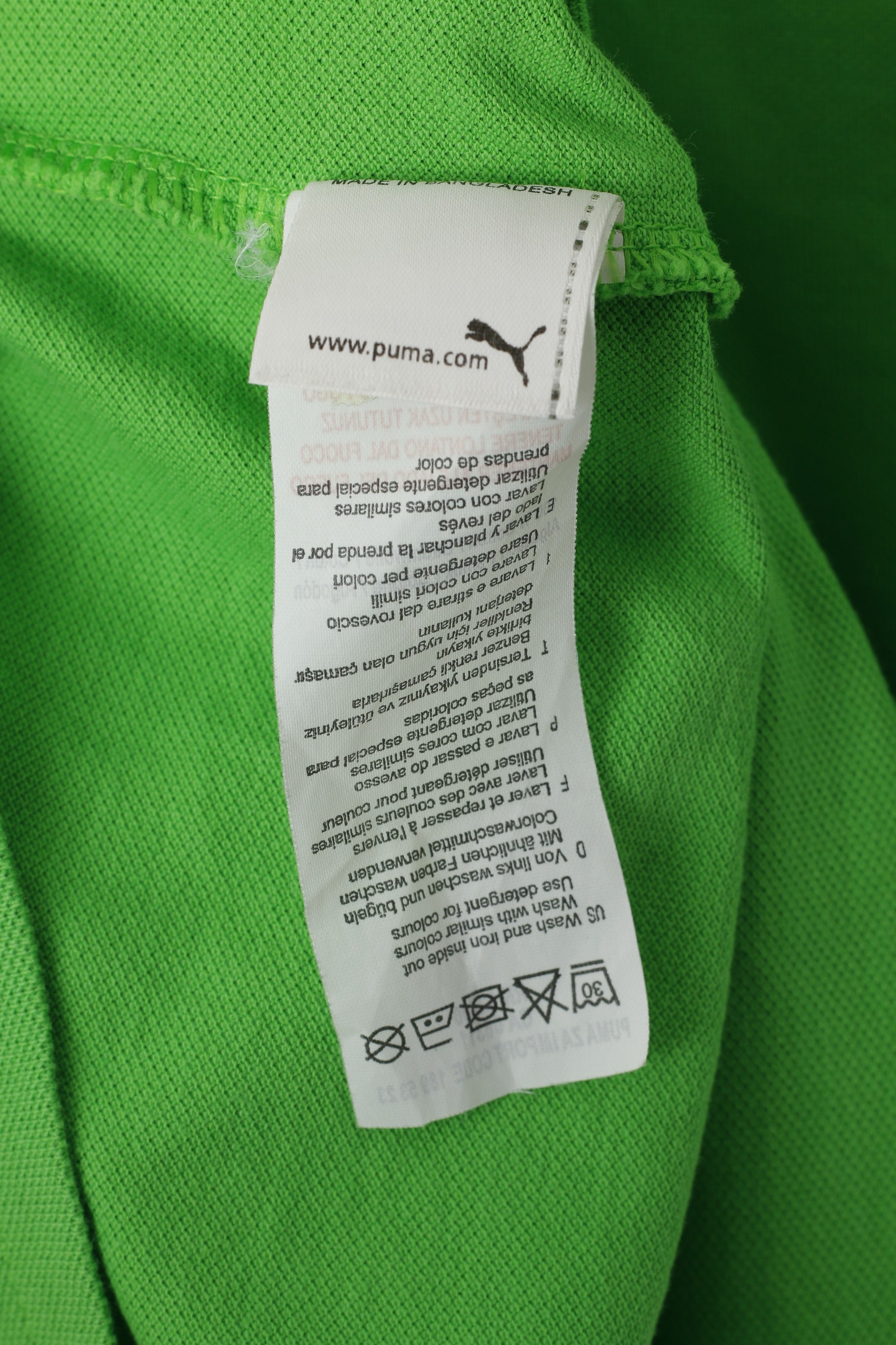 Polo Puma da uomo L verde in cotone Lifestyle Sport con bottoni dettagliati