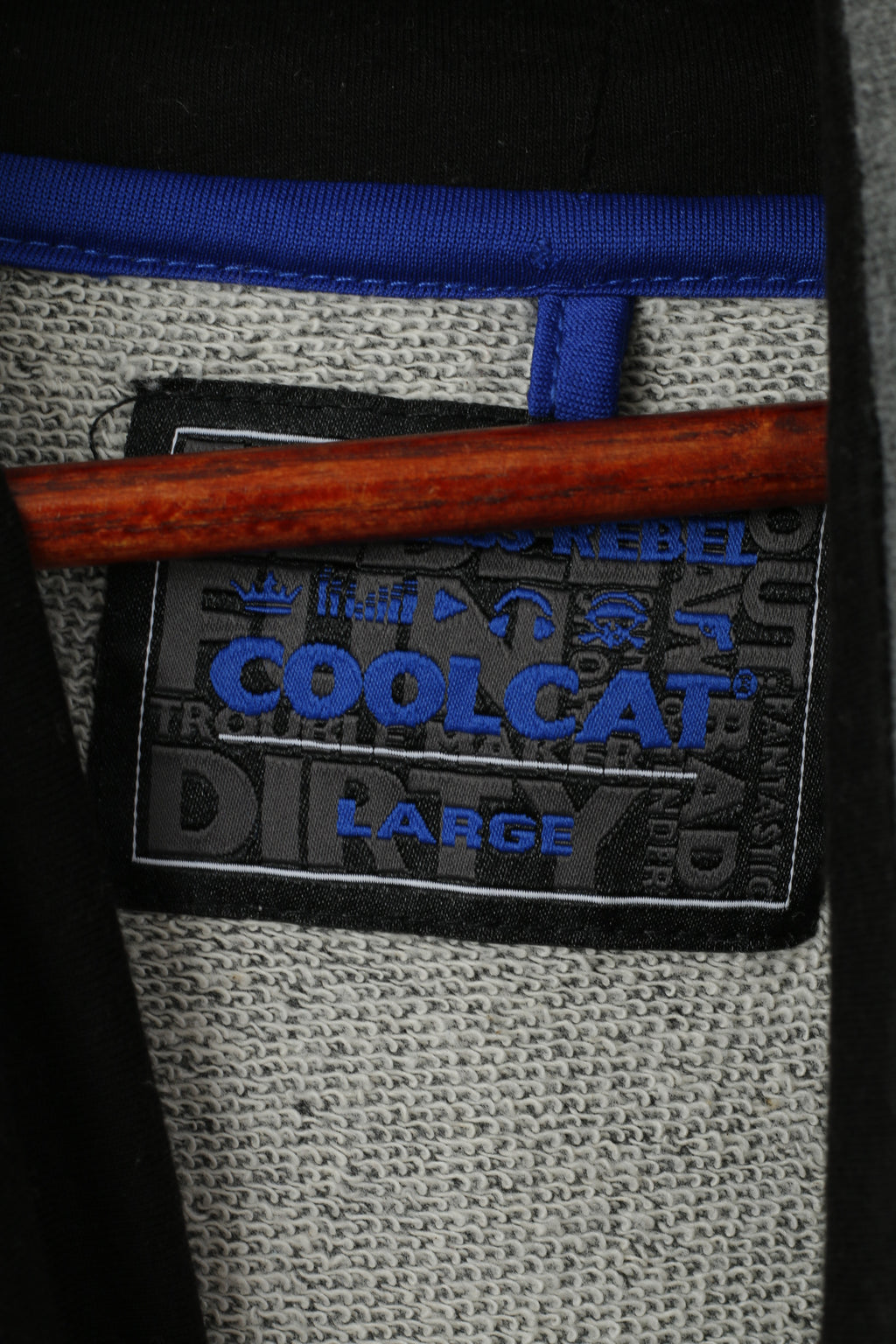 Coolcat Men L Sweatshirt Gris Coton Col Roulé Crâne Graphique Gun Top