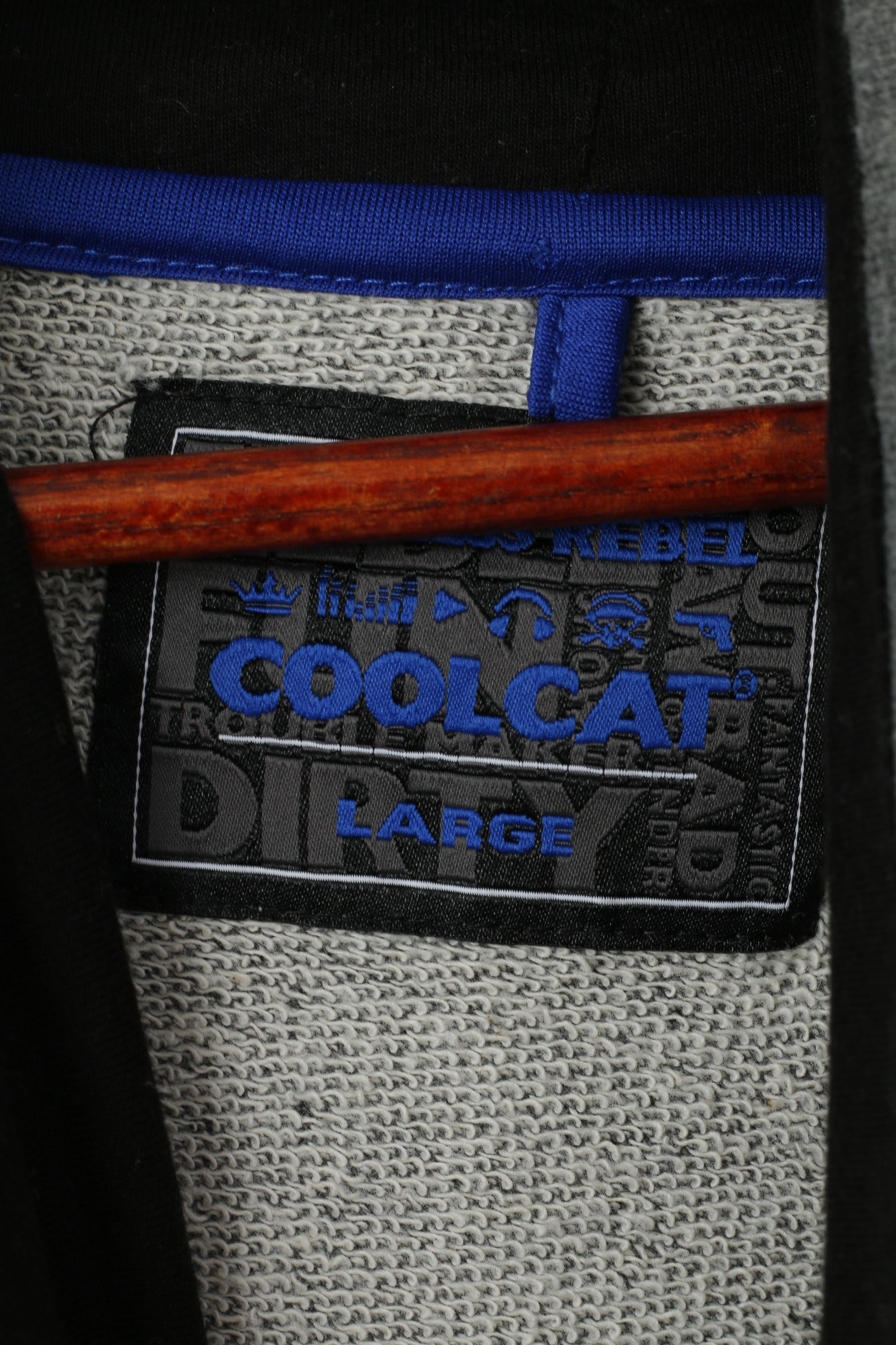 Coolcat Men L Sweatshirt Gris Coton Col Roulé Crâne Graphique Gun Top