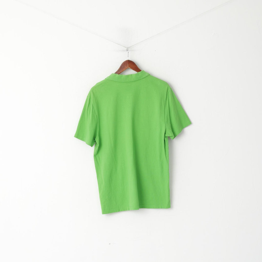 Polo Puma da uomo L verde in cotone Lifestyle Sport con bottoni dettagliati