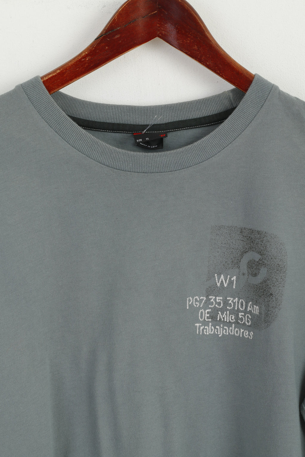 Diesel Men XL (M) Shirt Long Sleeve Cotton Green Cotton Graphic Top