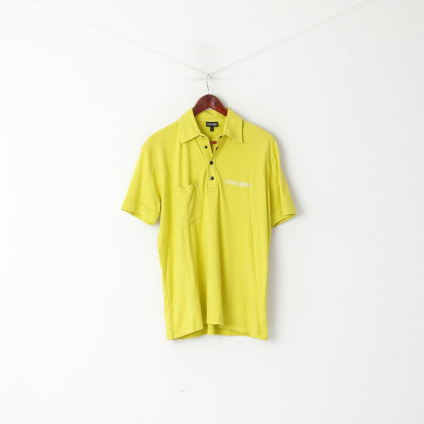 Galvin Green Men L Polo Shirt Lime Cotton Golf Stretch Snaps Pocket Sport Top