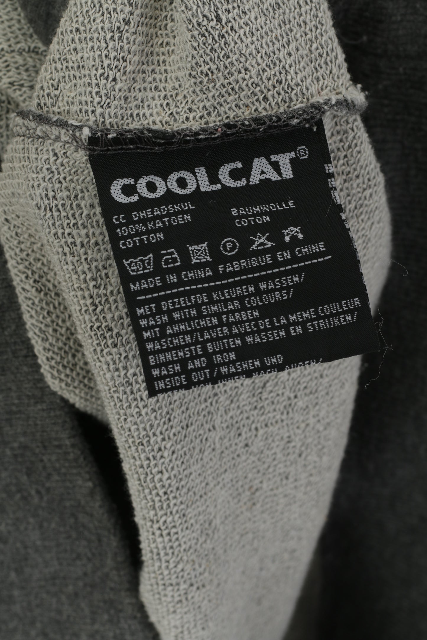 Coolcat Uomo L Felpa in cotone grigio con collo alto e grafica con teschio