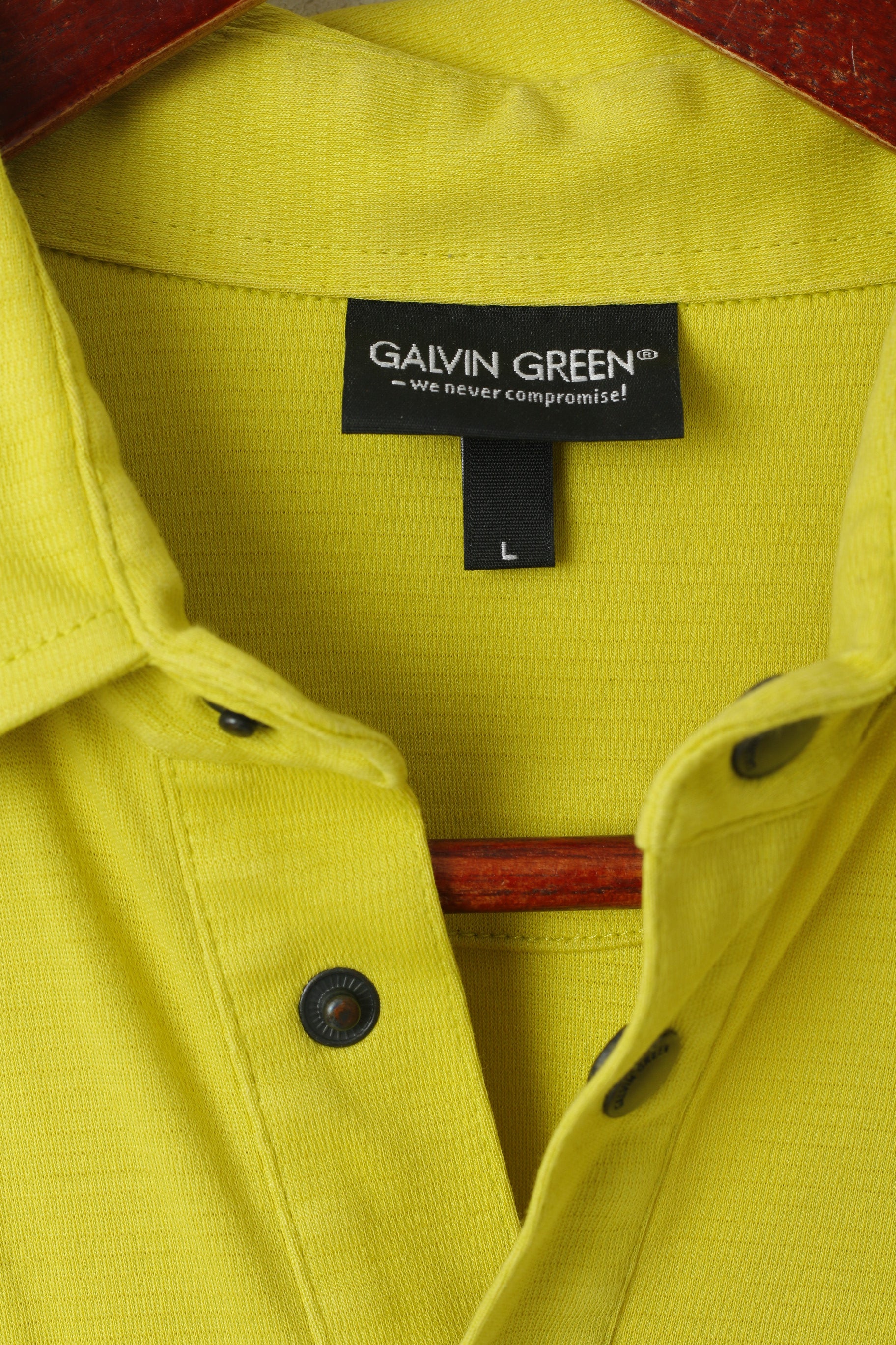 Galvin Green Men L Polo Shirt Lime Cotton Golf Stretch Snaps Pocket Sport Top