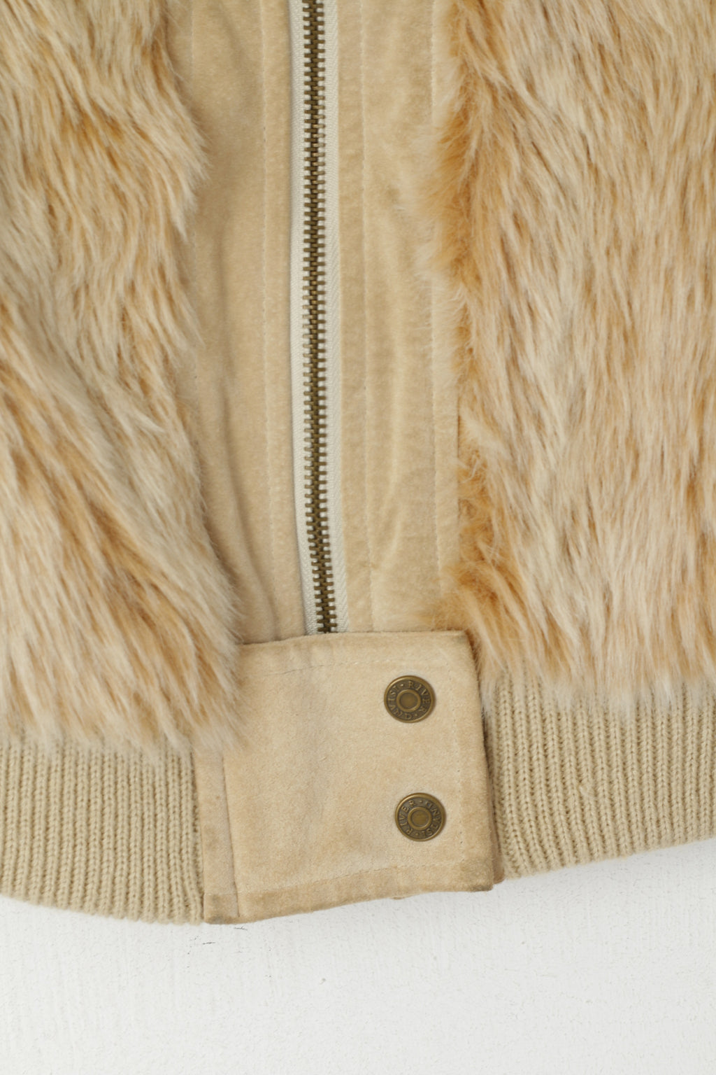 River Island Femmes 36 10 S Bodywarmer Beige Fausse Fourrure Zippée Boho Gilet