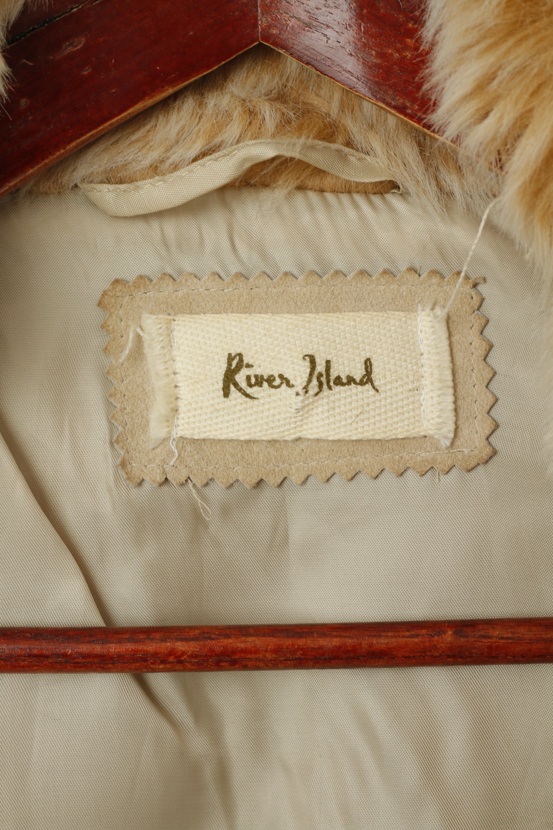 River Island Women 36 10 S Bodywarmer Beige Faux Fur Full Zip Boho Vest