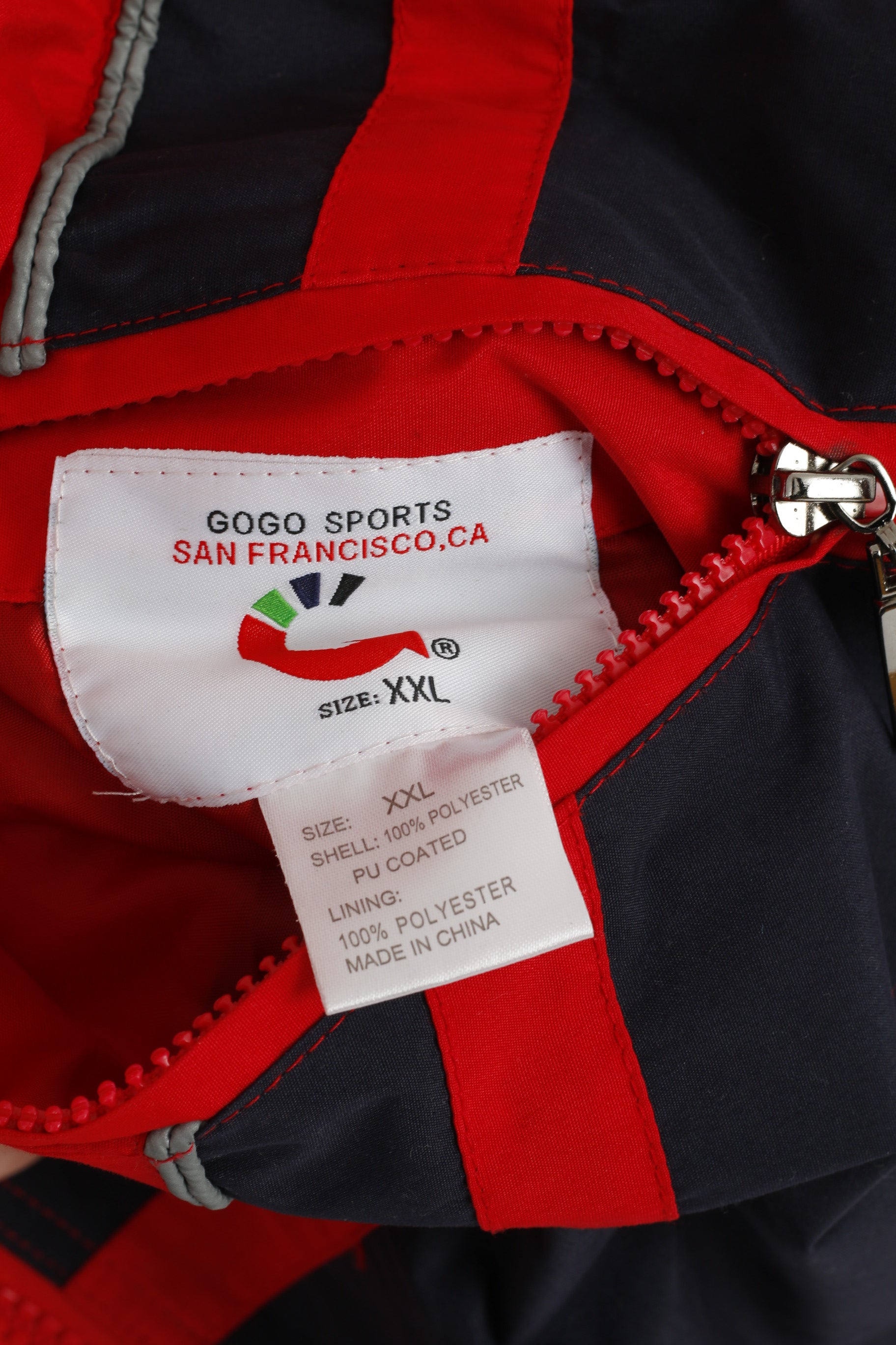 Gogo Sports San Francisco Men XXL Jacket Red Grey Reversible Hooded Casual Top