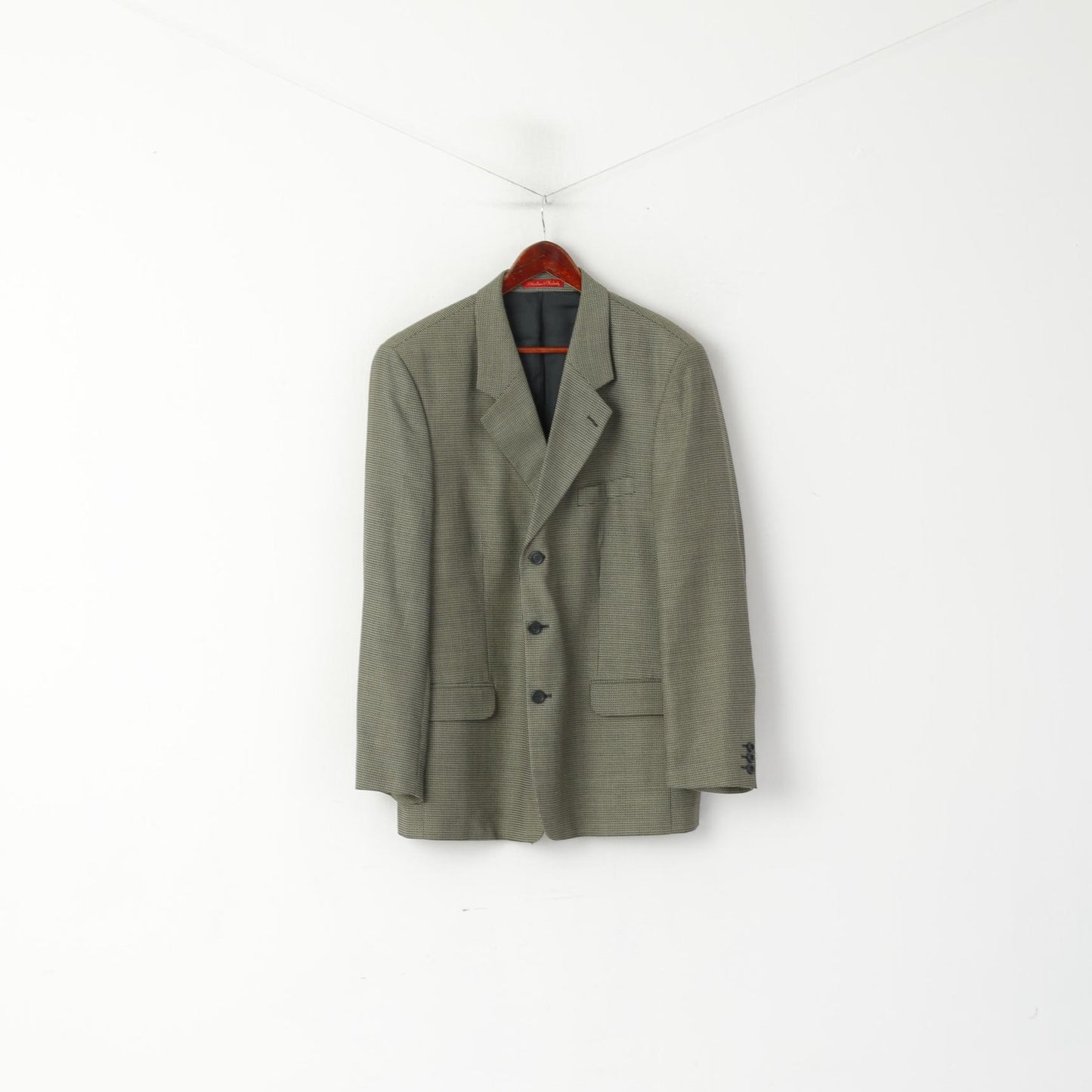 Debenham &amp; Freebody Uomo 44 54 Blazer Grigio Lana Vintage a quadri Grigio