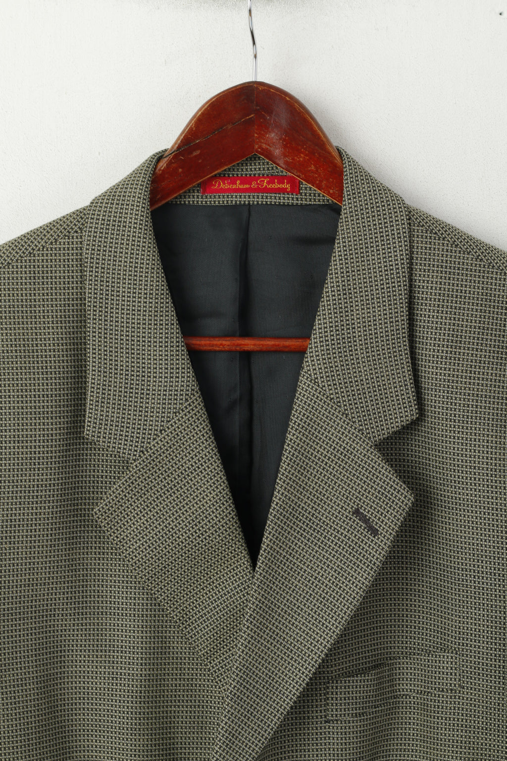 Debenham & Freebody Men 44 54 Blazer Gray Vintage Wool Wool Check Grey