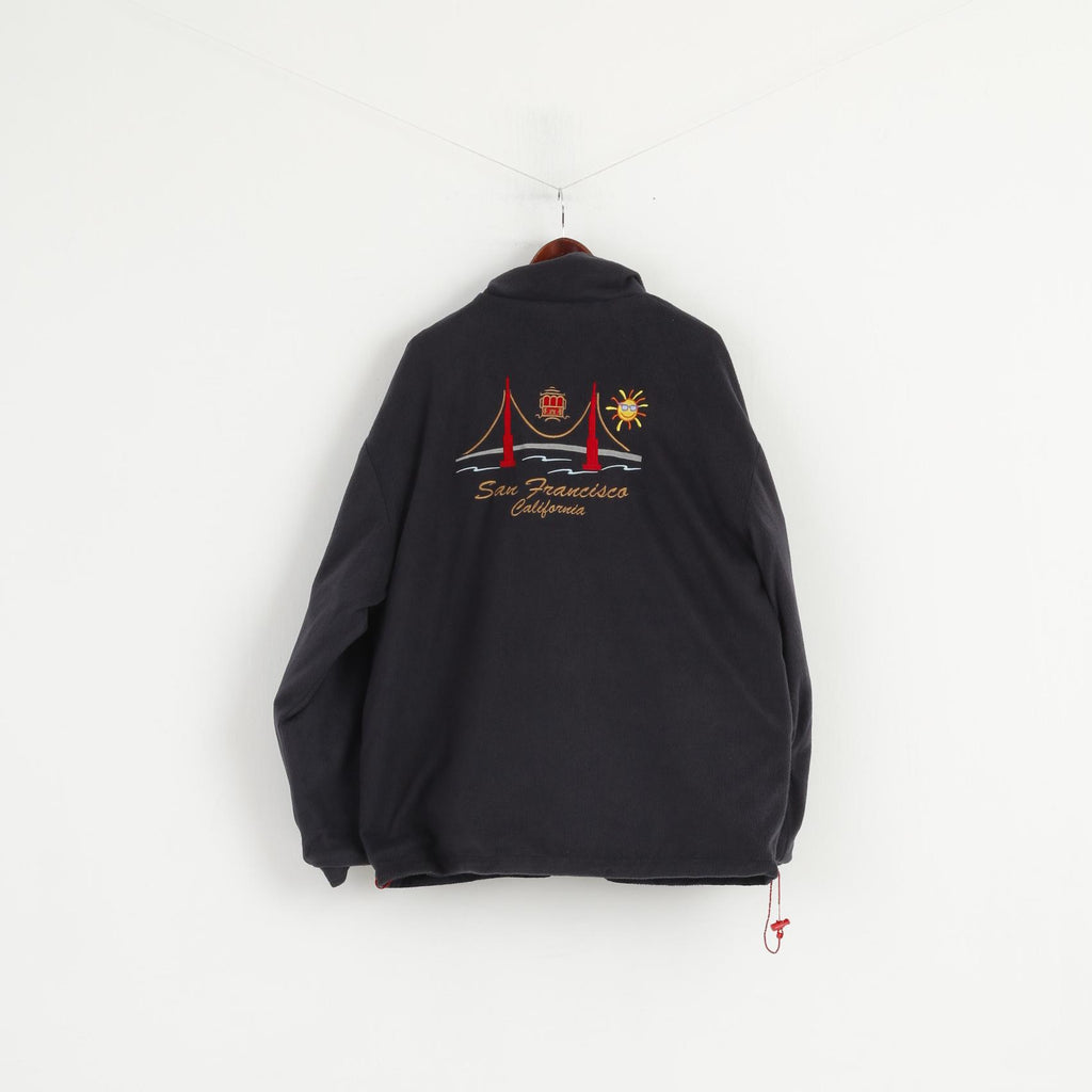 Gogo Sports San Francisco Men XXL Jacket Red Grey Reversible Hooded Casual Top