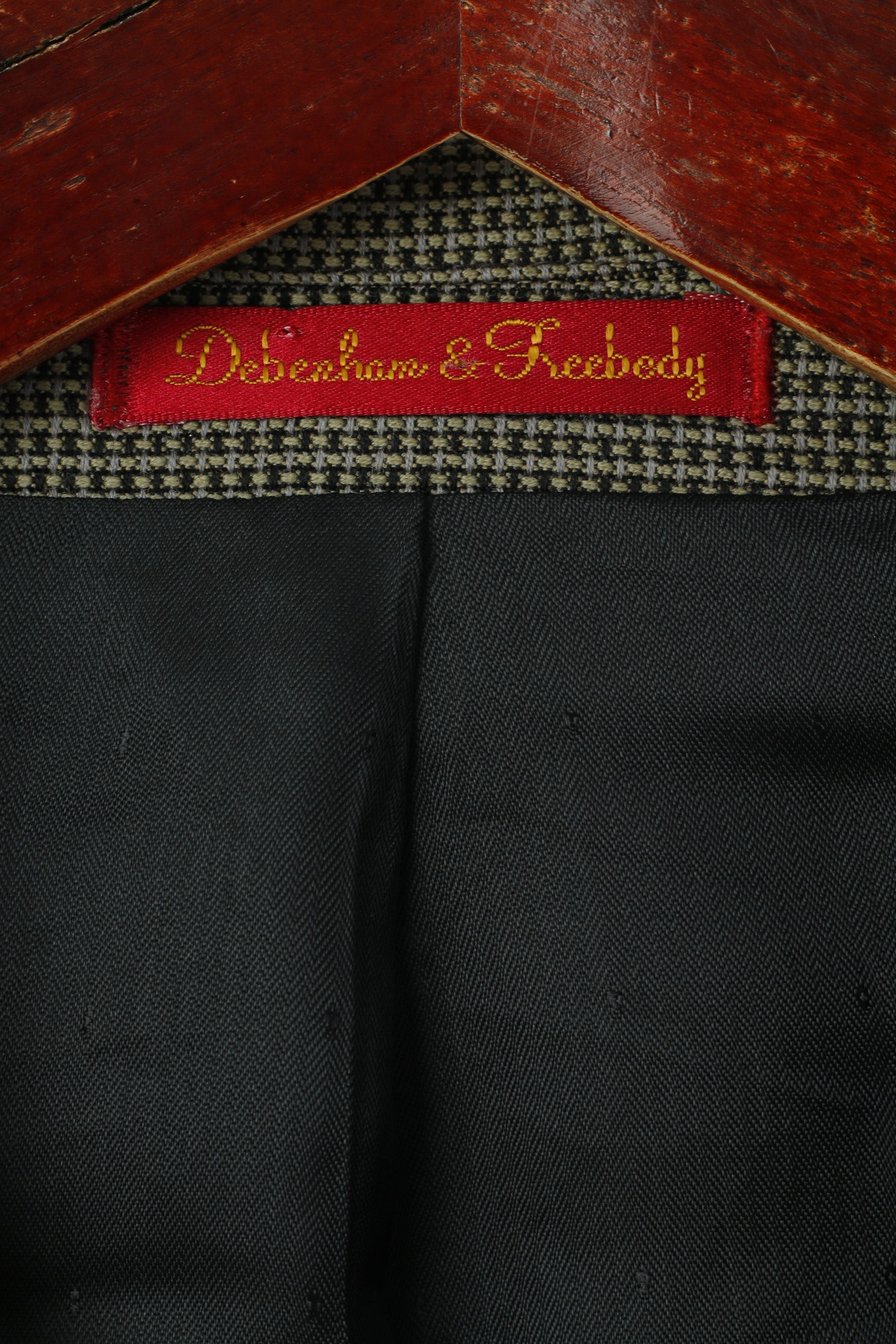 Debenham & Freebody Men 44 54 Blazer Gray Vintage Wool Wool Check Grey