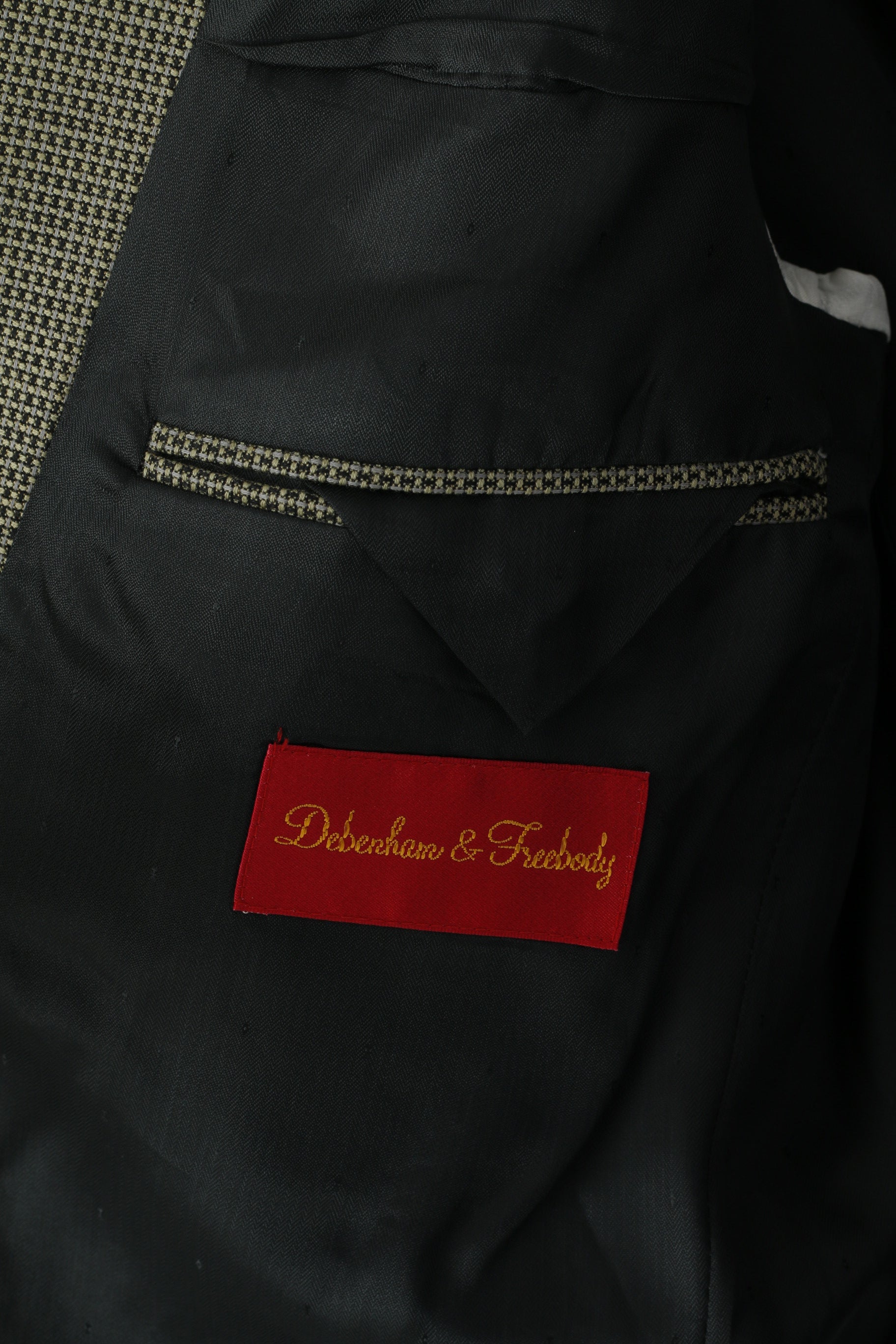 Debenham & Freebody Men 44 54 Blazer Gray Vintage Wool Wool Check Grey